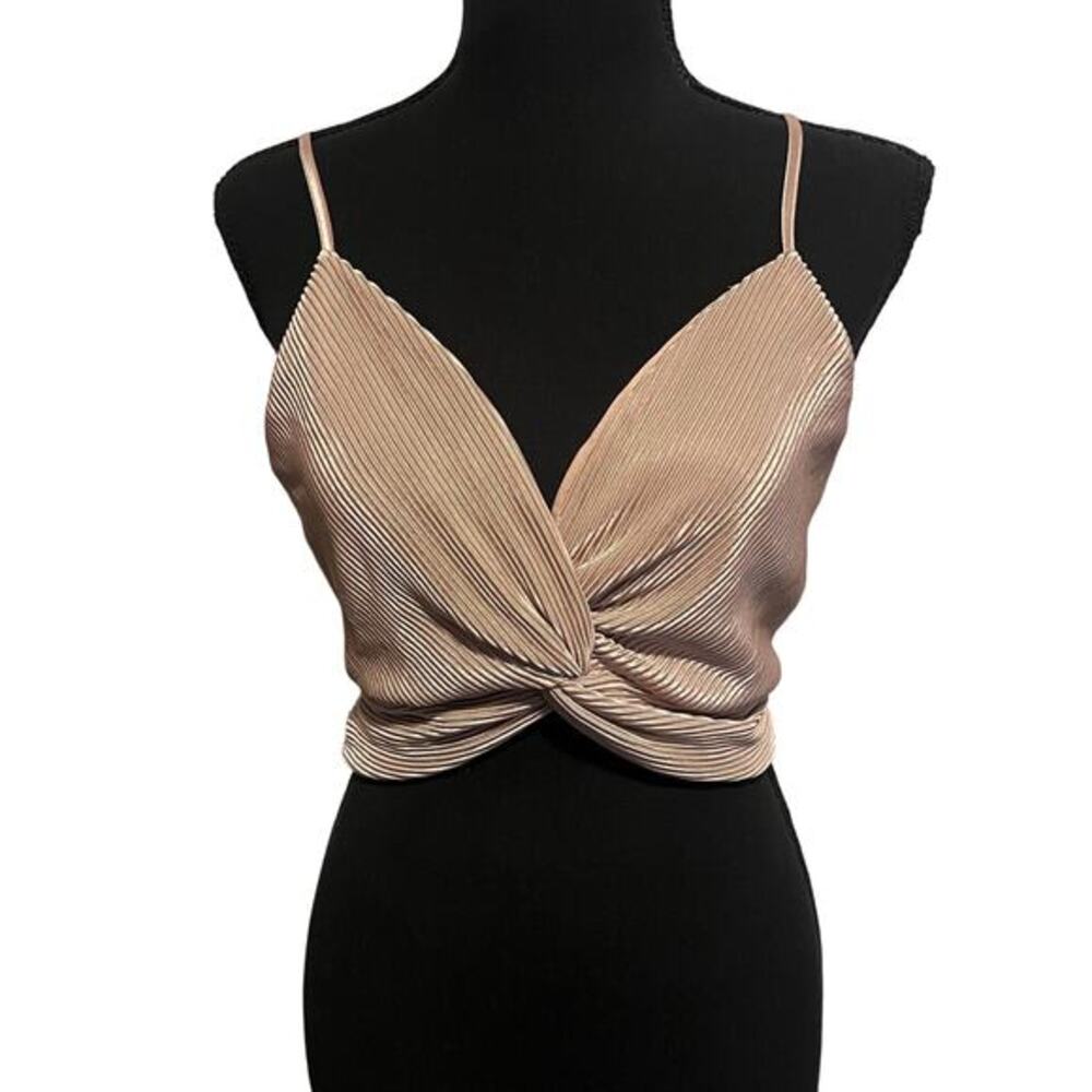NWT RO & DE Blouse Women’s Beige Cropped Sleeveless Top - Small - Picture 1 of 7